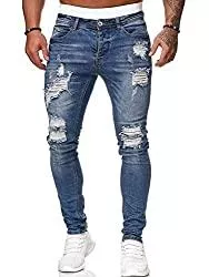 PIZOFF Jeans Pizoff Herren Superenge Skinny-Jeans mit Rissen an den Knien