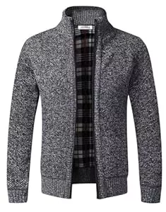 Jinsha Strickjacken Jinsha Herren Strickjacke, Dicker Pullover, mit durchgehendem Reißverschluss, Stehkragen, warm, Fleece-gefüttert, Wintermantel