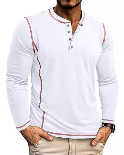 LAOARA Langarmshirts LAOARA Herren Langarmshirt Longsleeve Henley Shirt Herren Langarm T Shirt Longshirt mit Knopfleiste Slim Fit Tops M-2XL