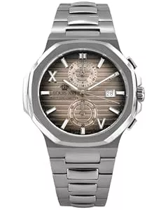 LOUIS XVI Uhren LOUIS XVI Renaissance Chrono 1673 - Ø 40 mm - Herren Uhr - Wasserdicht - Uhr mit Saphirglas - Armband Silber - Zifferblatt Mocha Braun - Schweizer Quarzwerk