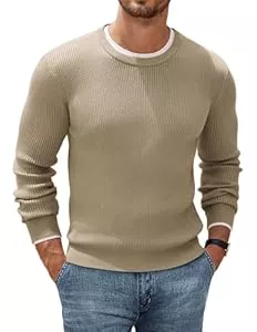 COOFANDY Pullover & Strickmode COOFANDY Herren Rundhals Pullover Basic Strickpullover Feinstrick Business Pullover Männer Ribbed Sweater Pulli Winterpullover