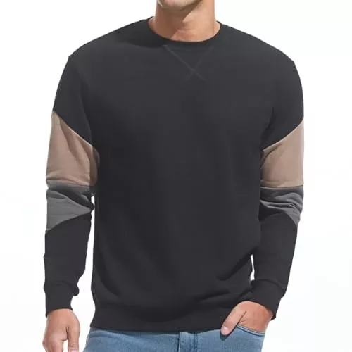 VEIISAR Pullover & Strickmode VEIISAR Herren Sweatshirt mit Rundhalsausschnitt Männer Basic Pullover Langarmshirts Freizeit Sport Shirt