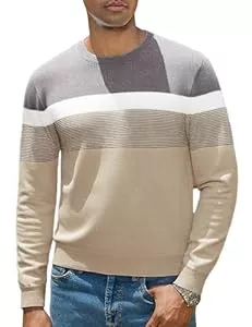 iClosam Pullover & Strickmode iClosam Pullover Herren Gestreift Strickpullover Rundhals Streifenpullover Winter Knitted Herrenpullover Freizeit Pulli Männer Regular Fit Sweatshirt für Herren