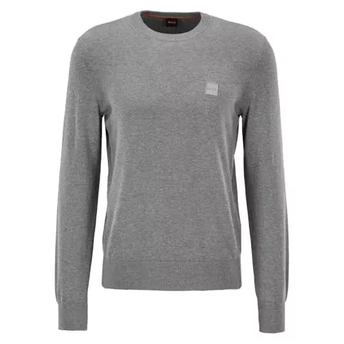 BOSS Pullover & Strickmode BOSS Herren Kanovano Pullover aus Baumwolle und Kaschmir mit Rundhalsausschnitt und Logo