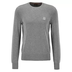 BOSS Pullover & Strickmode BOSS Herren Kanovano Pullover aus Baumwolle und Kaschmir mit Rundhalsausschnitt und Logo
