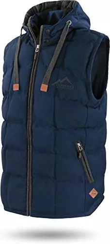 normani Westen normani OUTDOOR SPORTS Wattierte Steppweste Bodywarmer - 100% Winddichte Outdoor Weste mit Lederpatch, Kapuze und Stehkragen