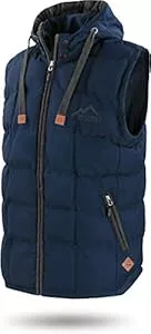 normani Westen normani OUTDOOR SPORTS Wattierte Steppweste Bodywarmer - 100% Winddichte Outdoor Weste mit Lederpatch, Kapuze und Stehkragen