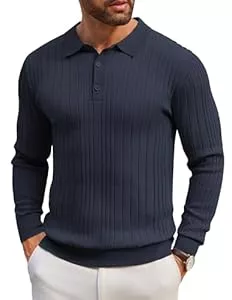 COOFANDY Pullover & Strickmode COOFANDY Herren Polokragen Pullover Langarm Feinstrick Polo Strickpullover Basic Einfarbig Männer Pulli Poloshirt