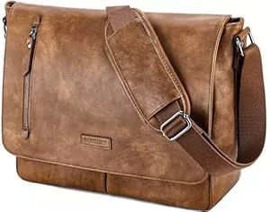 VX VONXURY Taschen & Rucksäcke VX VONXURY Umhängetasche Herren und Damen, Canvas/Leder 14 Zoll Laptoptasche Messenger Bag Arbeitstasche für Arbeit Schule