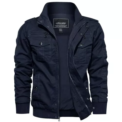 EKLENTSON Jacken EKLENTSON Herren Übergangsjacke Frühling Cargo Jacke Freizeitjacke mit Vielen Taschen