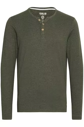 !Solid Pullover & Strickmode !Solid SDVolko Herren Longsleeve Langarmshirt Shirt mit Grandad-Ausschnitt Baumwollmischung Regular fit