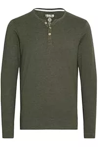 !Solid Pullover & Strickmode !Solid SDVolko Herren Longsleeve Langarmshirt Shirt mit Grandad-Ausschnitt Baumwollmischung Regular fit