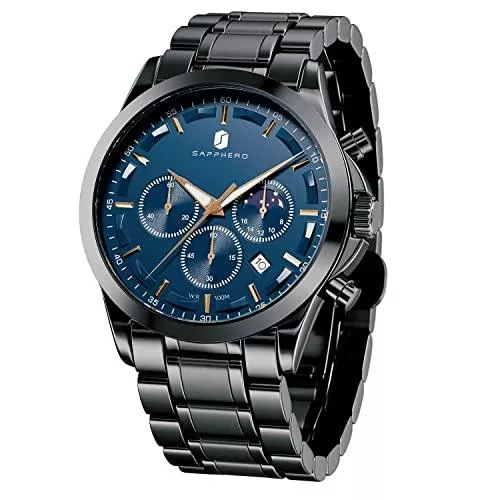 BENYAR Uhren BENYAR herrenuhr Braun Leder Strap Chronograph Quarz Uhr Männer Datum Kalender Wasserdicht Armbanduhr Herren Sport mit Blau/Schwarz Zifferblatt Elegantes Geschenk