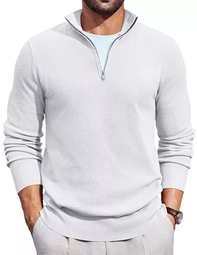 COOFANDY Pullover & Strickmode COOFANDY Pullover Herren 1/4 Zip Neck Rollkragenpullover Strickpullover Pulli mit Stehkragen Herrenpullover Langarm Business Pullover