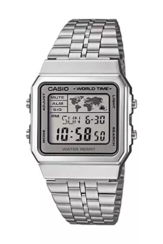 CASIO Uhren CASIO Unisex Digital Quarz Uhr mit Edelstahl Armband A500WA-7