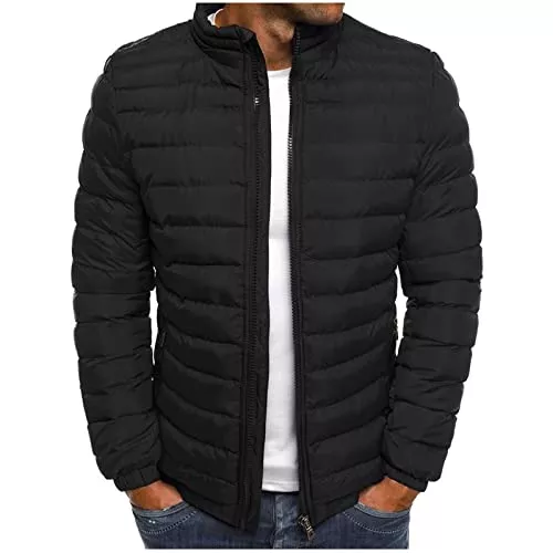 UHouse Jacken UHouse Winterjacke Herren Steppjacke ohne Kapuze Leichte Daunenjacke Wandern Übergangsjacke Herbst Winter Jacke Bequeme Softshelljacke Outdoor Puffer Jacken Einfarbig Baumwolle Bomberjacke