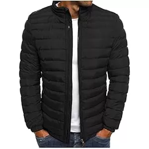 UHouse Jacken UHouse Winterjacke Herren Steppjacke ohne Kapuze Leichte Daunenjacke Wandern Übergangsjacke Herbst Winter Jacke Bequeme Softshelljacke Outdoor Puffer Jacken Einfarbig Baumwolle Bomberjacke