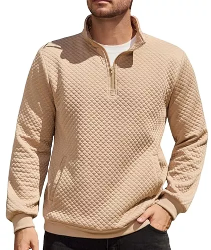 Elainone Pullover & Strickmode Elainone Herren Pullover mit 1/4 Reißverschluss Stehkragen Winterwarmer Arbeitspullover mit Tasche Regular Fit M-3XL