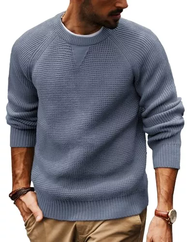 PJ PAUL JONES Pullover & Strickmode PJ PAUL JONES Herren Pullover mit Rundhalsausschnitt Langarm Waffel Strickpullover