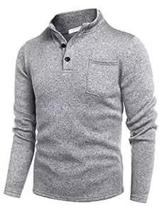 COOFANDY Pullover & Strickmode COOFANDY Herren Pullover Stehkragen Strickpullover Knopf Half Rollkragenpullover Langarm Warmer Winterpullover mit Tasche
