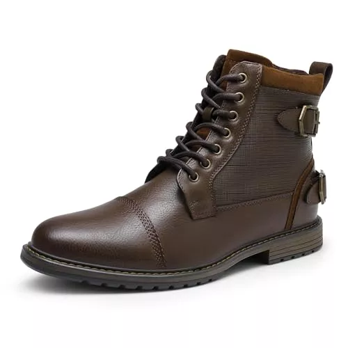 Bruno Marc Stiefel Bruno Marc Herren Motorrad Stiefel Motorradschuhe Herren Schnürstiefel Boots Kunstlederstiefel Chukka Boots Zipper Closure Biker Boots Herren