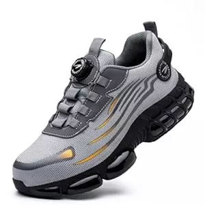 GemChve Stiefel GemChve Arbeitsschuhe Sicherheitsschuhe Herren Damen Stahlkappen Anti-Smashing Leicht Sportlich Atmungsaktiv Selbsthemmend Schnellverschluss Mode Schutzschuhe 36-46 EU