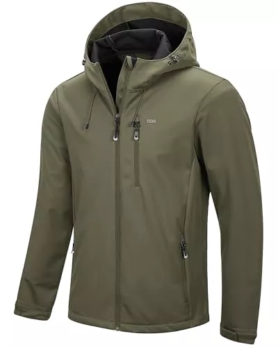 33,000ft Jacken 33,000ft Herren Softshelljacke Wasserbeständige Winddichte Funktionsjacke Atmungsaktive Übergangsjacke Leichte Fahhradjacke mit Kapuze Windbreaker zum Laufen, Radfahren