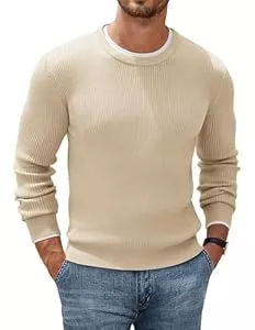 COOFANDY Pullover & Strickmode COOFANDY Herren Rundhals Pullover Basic Strickpullover Feinstrick Business Pullover Männer Ribbed Sweater Pulli Winterpullover