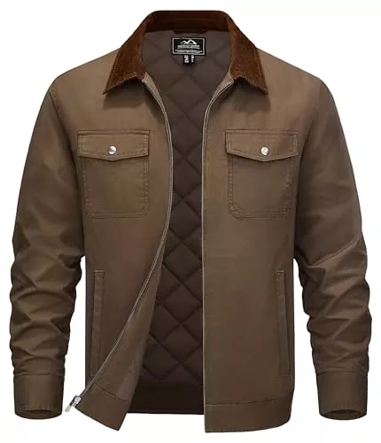 TACVASEN Jacken TACVASEN Herren Jacke Übergangsjacke Corduroy Collar Warme Hemdjacke mit Brusttaschen Freizeit Gefütterte Shacket Winter Herbst