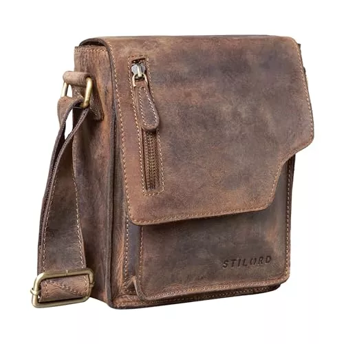 STILORD Taschen & Rucksäcke STILORD 'Pete' Umhängetasche Leder klein Männer Schultertasche Vintage Messenger Bag Herren 8,4 Zoll Tablettasche echtes Leder