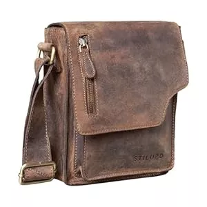 STILORD Taschen & Rucksäcke STILORD 'Pete' Umhängetasche Leder klein Männer Schultertasche Vintage Messenger Bag Herren 8,4 Zoll Tablettasche echtes Leder