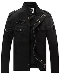 WenVen Jacken WenVen Herren Military Cargo Jacke Klassisch Fracht Jacken Freizeit Outdoor Jacke Leicht Baumwolle Windbreaker Mantel Lässige Oberbekleidung