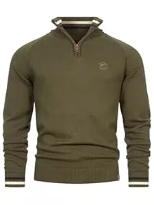 Indicode Pullover & Strickmode Indicode Herren INSwift Strickpullover mit Stehkragen und Reißverschluss | Herrenpullover Pulli für Männer