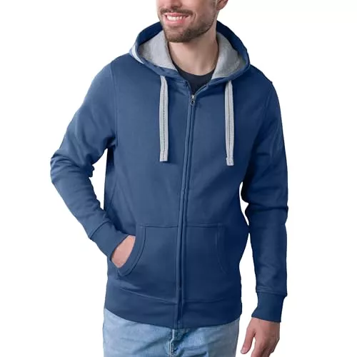 HRM Kapuzenpullover HRM Herren Hooded Jacket I Premium Kapuzenpullover Herren mit Kontrast-Innenfutter I Basic Hoodie mit Reißverschluss I Zip Hoodie I Hochwertige & nachhaltige Herren-Bekleidung
