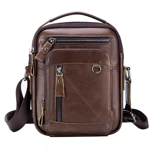 MANNUOSI Taschen & Rucksäcke MANNUOSI Herren Schultertaschen Fashion Freizeit Crossbody Tasche Echtleder Handtasche