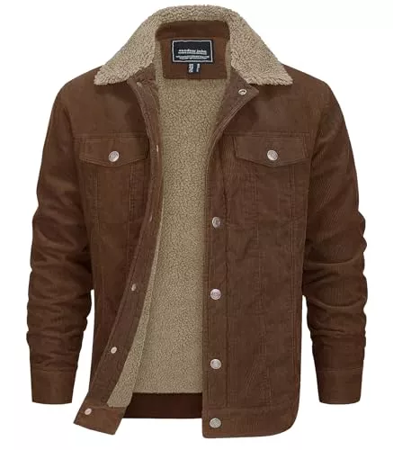 EKLENTSON Jacken EKLENTSON Herren Warme Cordjacke Winter Winddicht Outdoorjacke Casual Gefütterte Übergangsjacke mit Taschen