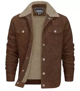 EKLENTSON Jacken EKLENTSON Herren Warme Cordjacke Winter Winddicht Outdoorjacke Casual Gefütterte Übergangsjacke mit Taschen