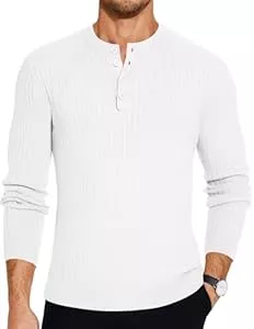 COOFANDY Pullover & Strickmode COOFANDY Henley-Pullover für Herren, langärmelig, Button-Down-Design, Herbstpullover und Pullover