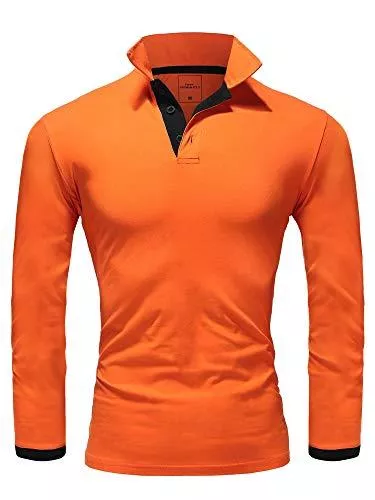 Amaci&Sons Poloshirts Amaci&Sons Herren Poloshirt Basic Kontrast Langarm Polohemd Shirt