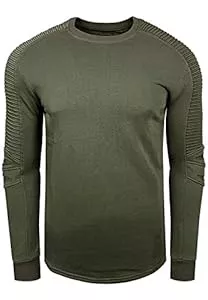 Rusty Neal  Rusty Neal Herren Biker Sweater Sweatshirt Gerippter Langarm Slim Fit Lang Geschnitten Rundhals 056