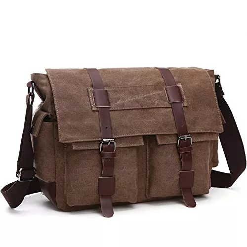 LOSMILE Taschen & Rucksäcke LOSMILE Herren Umhängetasche Schultertasche 16 Zoll Kuriertasche Canvas Laptop Tasche Messenger Bag für Arbeit und Schule.