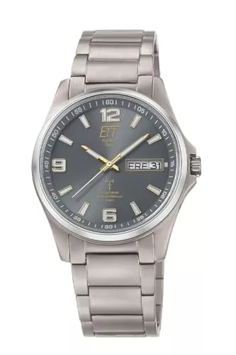 ETT Eco Tech Time Uhren ETT Eco Tech Time Funk Solar Herren Uhr Analog mit Titan Armband EGT-11601-21M