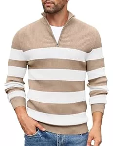 COOFANDY Pullover & Strickmode COOFANDY Herren Rollkragenpullover Zip Pullover Strickpullover Winterpullover Turtleneck Sweater Pulli Arbeitspullover Warm Langarmshirt