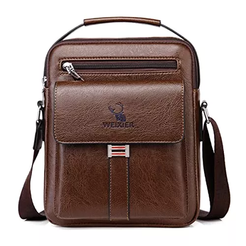Hjkiopc Taschen & Rucksäcke Hjkiopc Umhängetasche Herren Schultertasch Crossbody Handytasche Messenger Bag Herrentasche Shulder Bag Leder Brusttasche