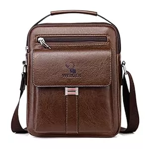 Hjkiopc Taschen & Rucksäcke Hjkiopc Umhängetasche Herren Schultertasch Crossbody Handytasche Messenger Bag Herrentasche Shulder Bag Leder Brusttasche