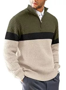 Zaitun  Zaitun Herren 1/4 Zip Sweater Langarm, Warm Rollkragenpullover Langarm, Leichter Gestrickter Pullover für Herren, Casual Freizeit Oberteil