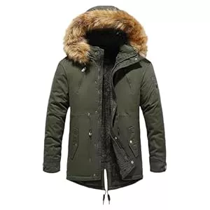 Generisch  Generisch Winddicht Outdoor Winterjacke Lang Herren Fleece Gefütterte Wintermantel Winter Parka Jacke Mit Kapuze Lange Warme Mantel Parka Steppjacke Männer
