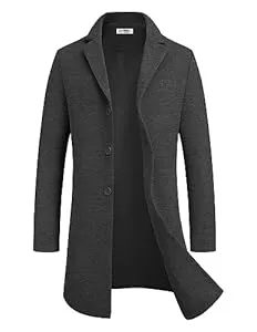 COOFANDY  COOFANDY Herren Mantel Wintermantel Warm Herrenmantel Reverskragen Business Mantel Trenchcoat Winterjacke mit Taschen