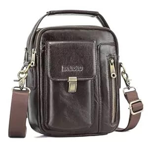 BAIGIO  BAIGIO Umhängetasche Herren Leder Schultertasche Vintage Crossbody Bag Messenger Herrentasche zum Umhängen Ledertasche Männer Tasche mit Verstellbarem Gurt für Business Arbeit Reise