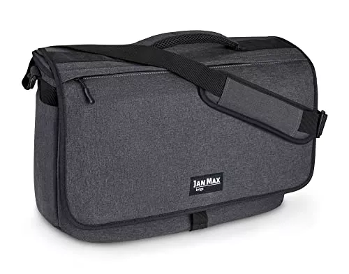 Jan Max Taschen & Rucksäcke Jan Max Arbeitstasche für Herren, Laptop Messenger Bag mit Laptopfach, Laptoptasche 17 Zoll Bürotasche dunkel Grau/Schwarz